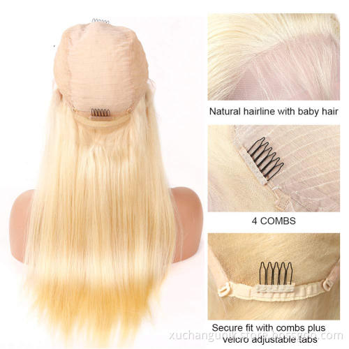 Uniky 613 Blonde Ombre Black Roots Human Lace Front Wig 100% Brazilian Virgin Hair Body Wave Wig Colorful Lace Wig for Women